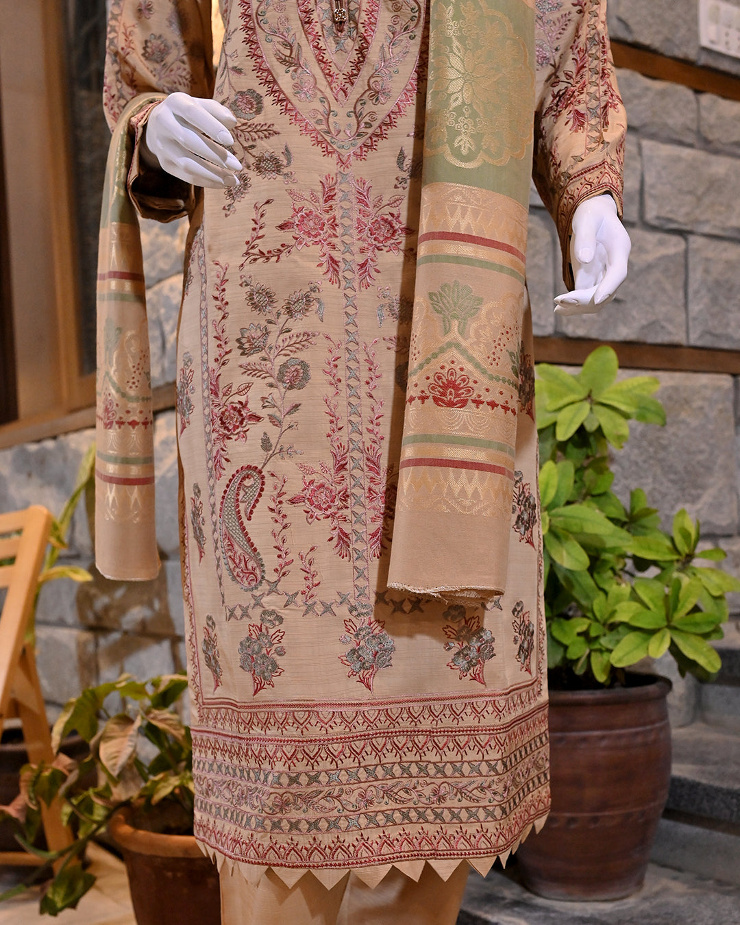 3-Piece Suit | Embroidered Viscose | Readymade