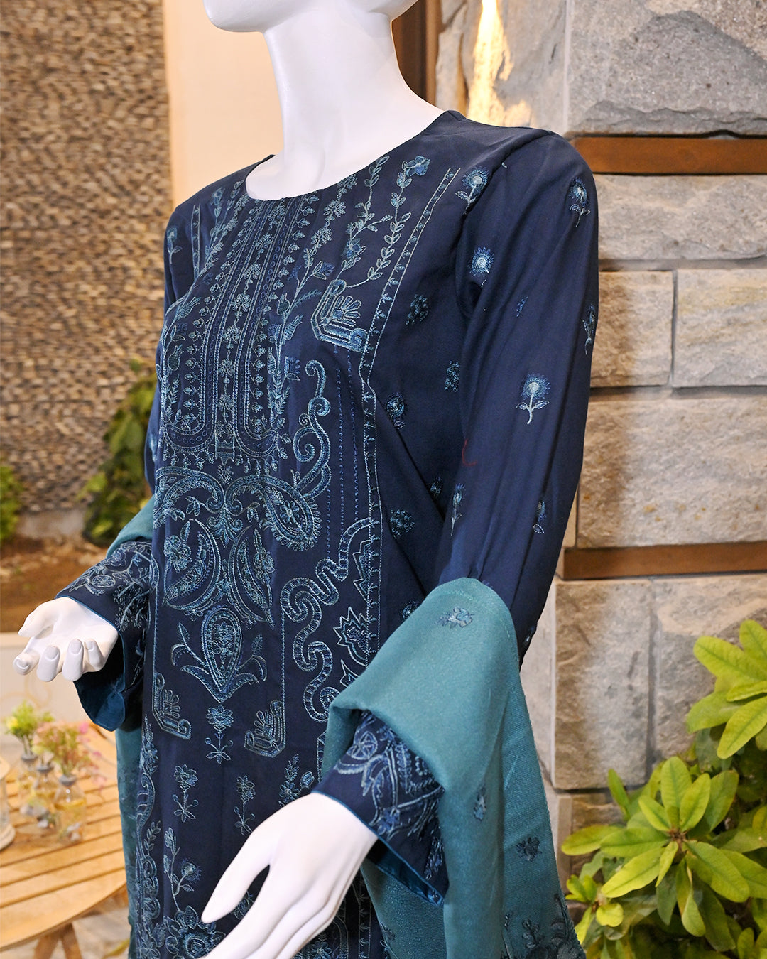 3-Piece Suit |embroidered Dhanak | Readymade