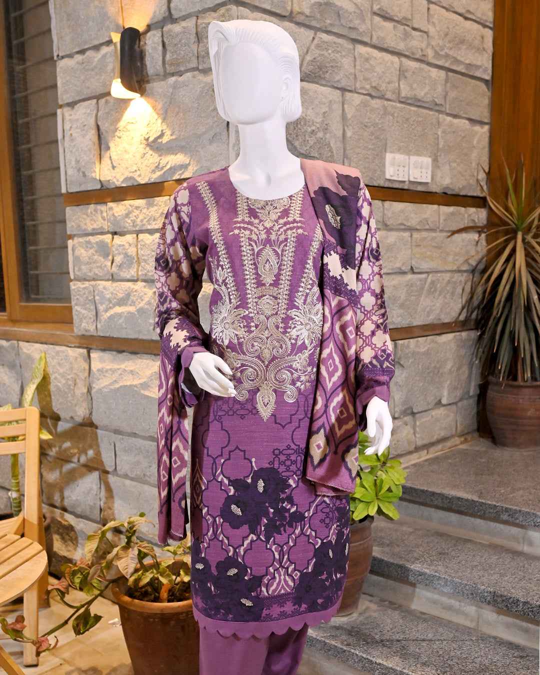 Buy 1 Get 1 Free Readymade 3 Piece Dhanak and Khaddar