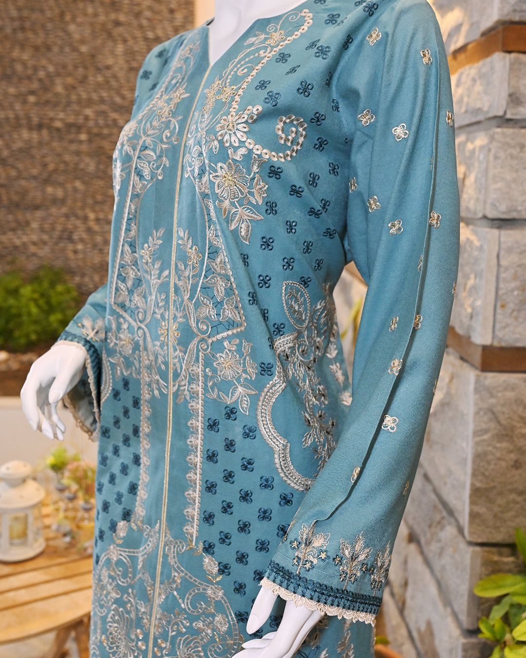 3-Piece Suit | Embroidered Dyed Karandi | Readymade