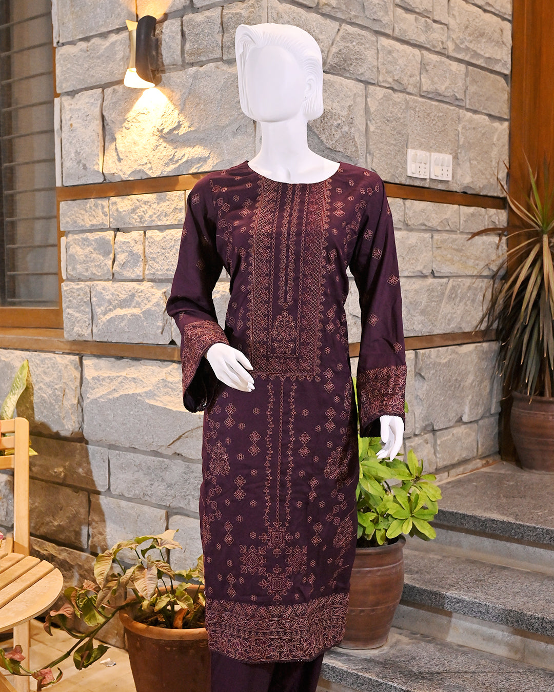 3-Piece Suit | Embroidered Dhanak shirt | Readymade