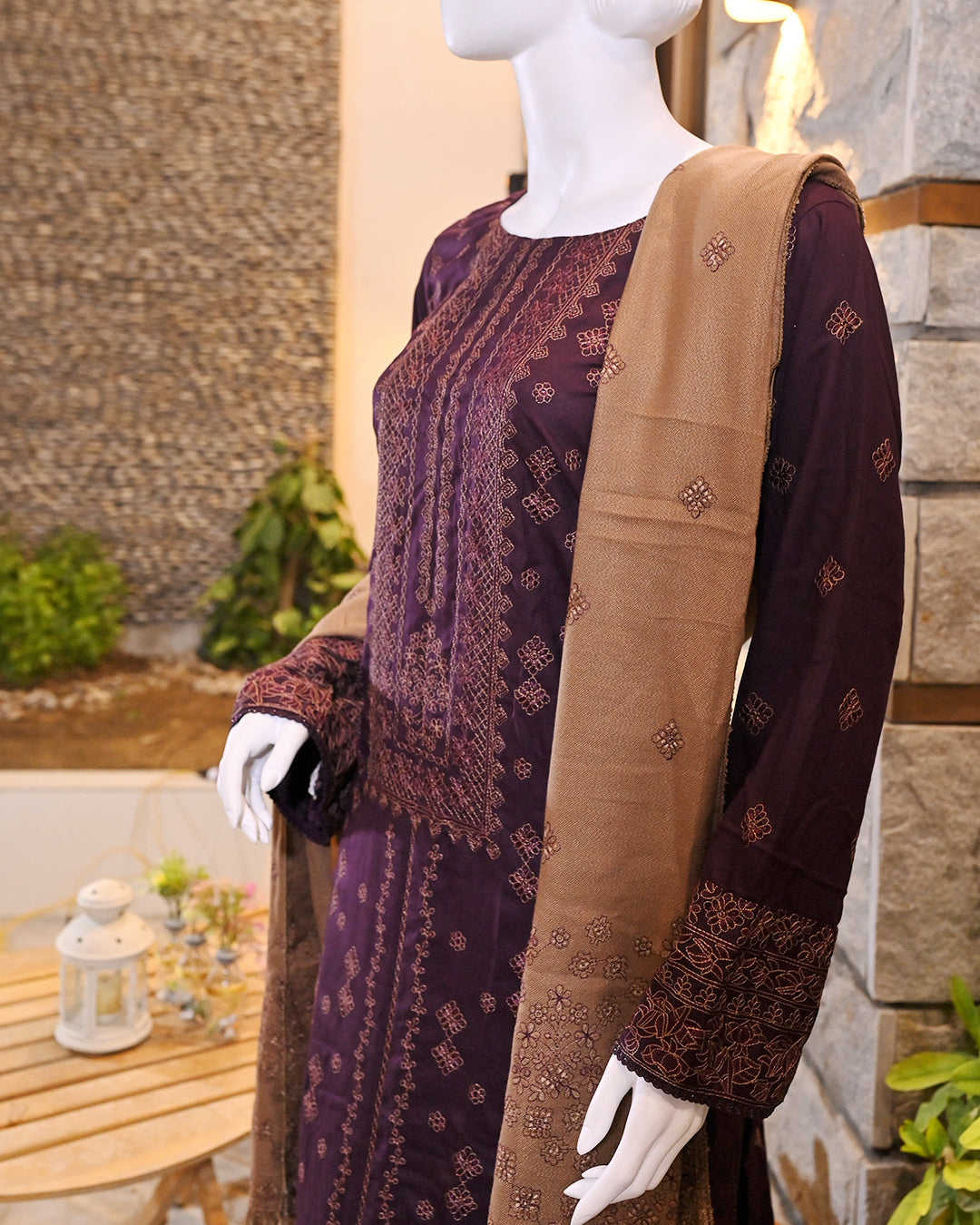 3-Piece Suit | Embroidered Dhanak shirt | Readymade