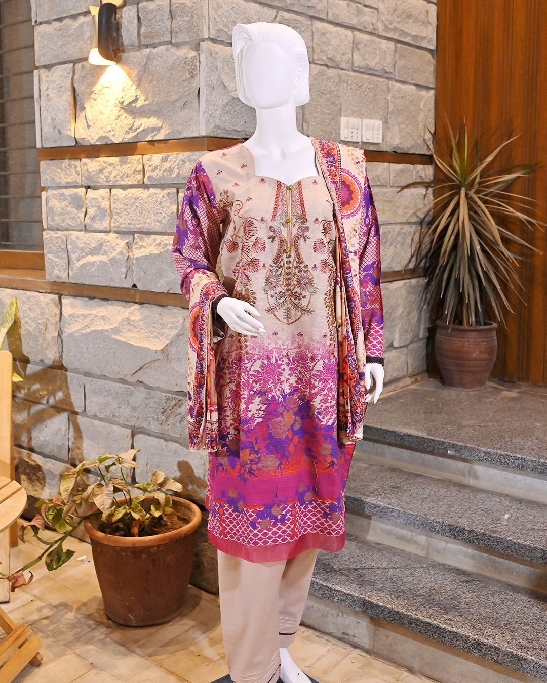 Buy 1 Get 1 Free Readymade 3 Piece Karandi and Khaddar