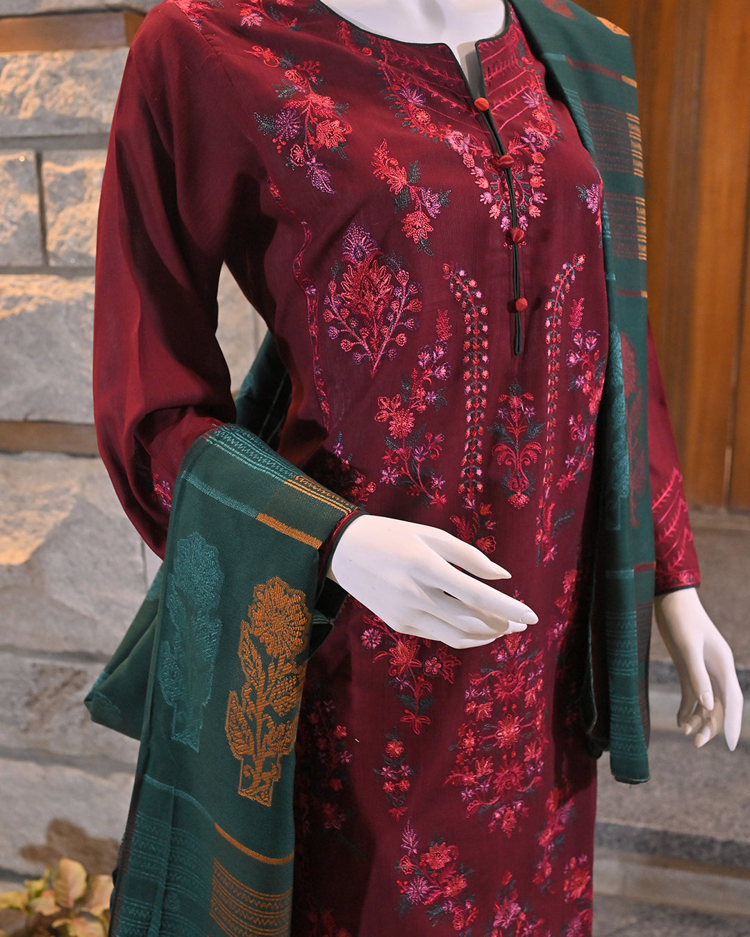 3-Piece Suit | embroidered Khaddar | Readymade