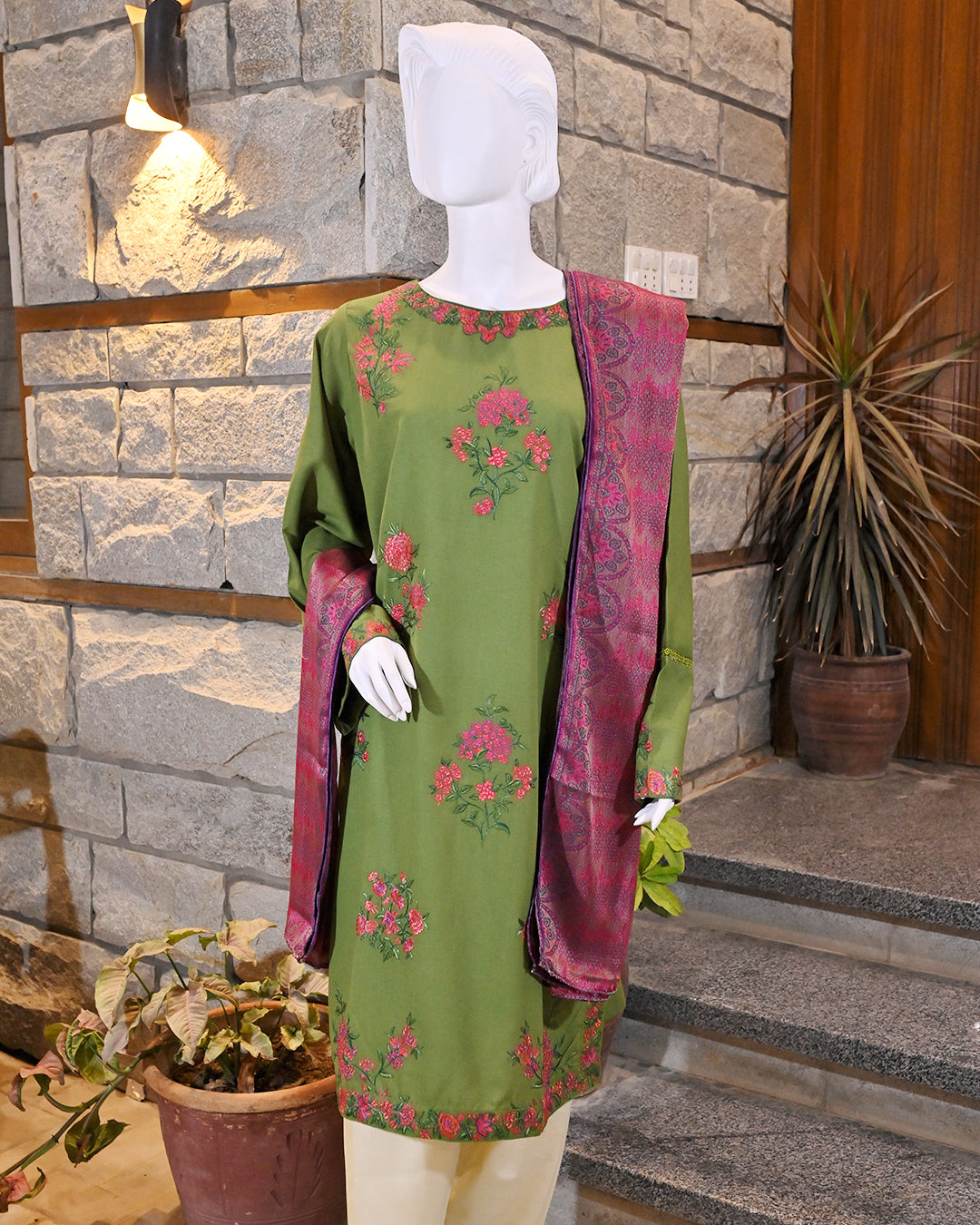 3-Piece Suit | embroidered Karandi | Readymade