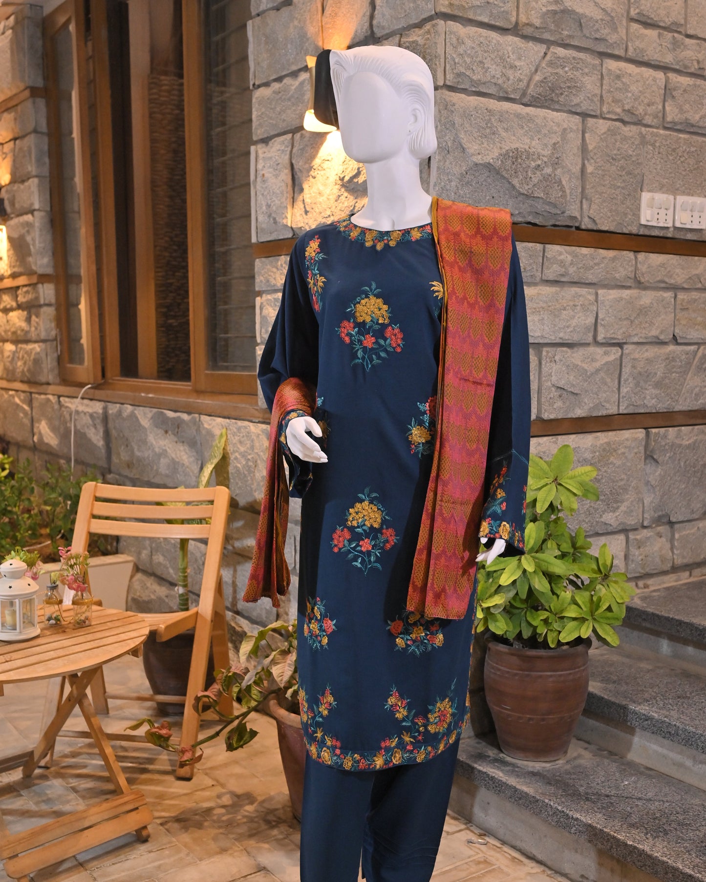 3-Piece Suit | embroidered Karandi | Readymade