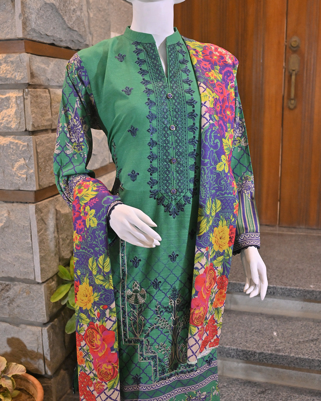 3-Piece Suit | Embroidered and Printed Khaddar | Readymade