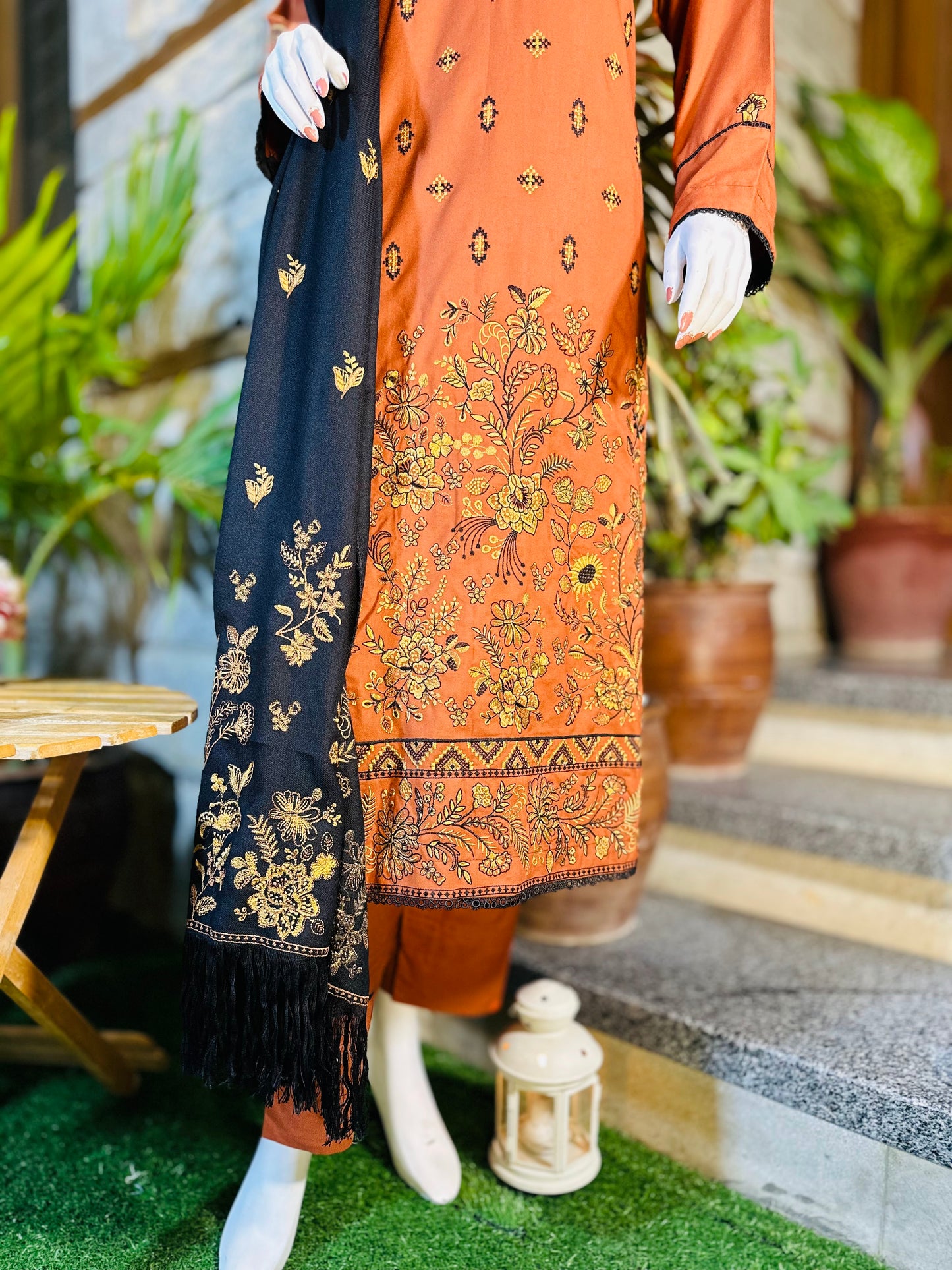 3-Piece Suit | Embroidered Dhanak | Readymade