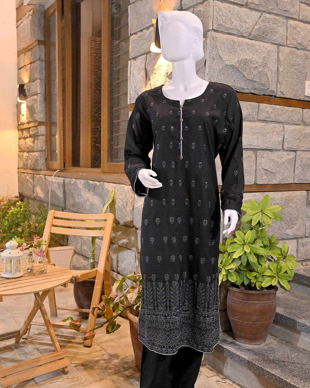 Black 3-Piece Suit | Embroidered Dhanak Shirt | Readymade