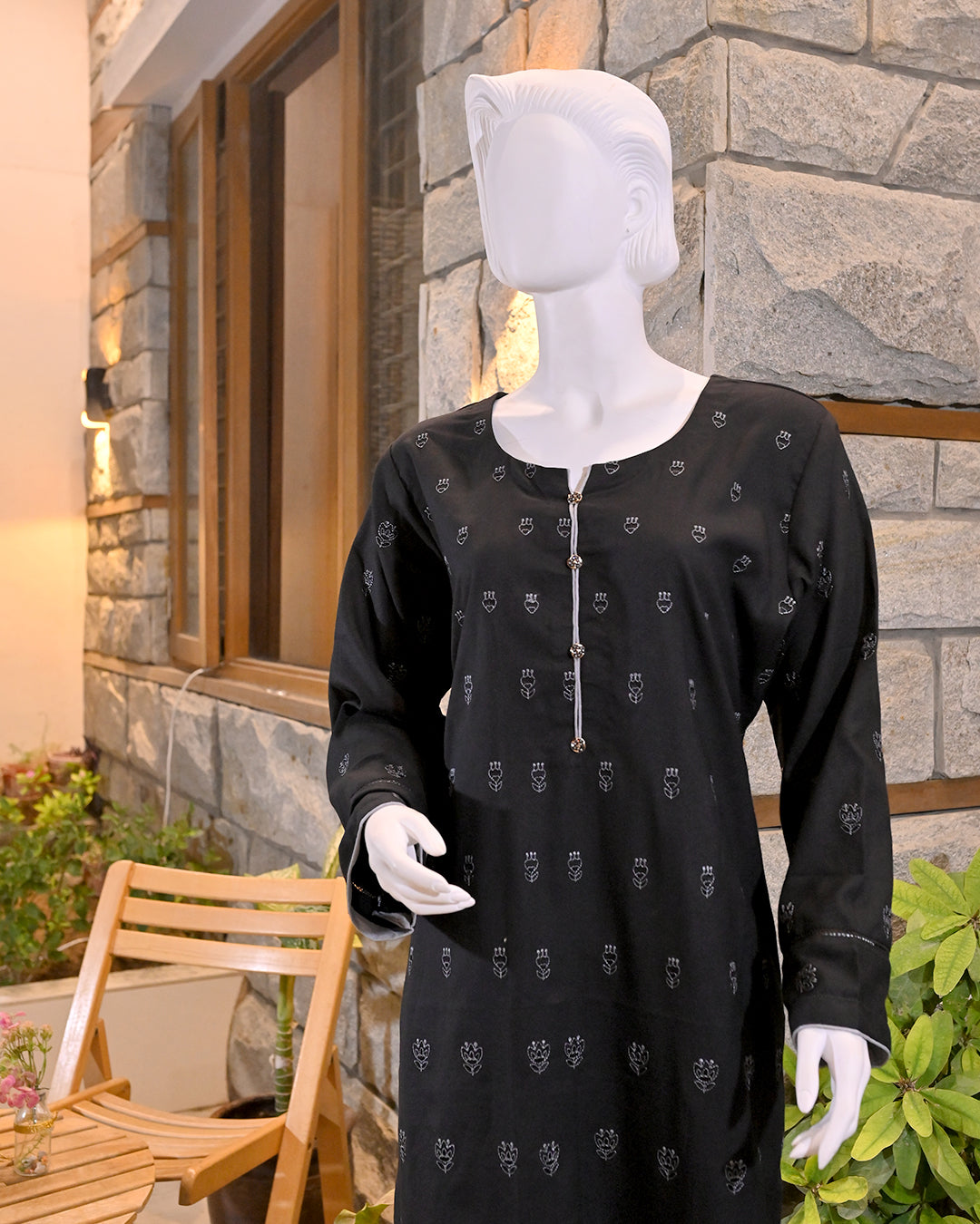 Black 3-Piece Suit | Embroidered Dhanak Shirt | Readymade