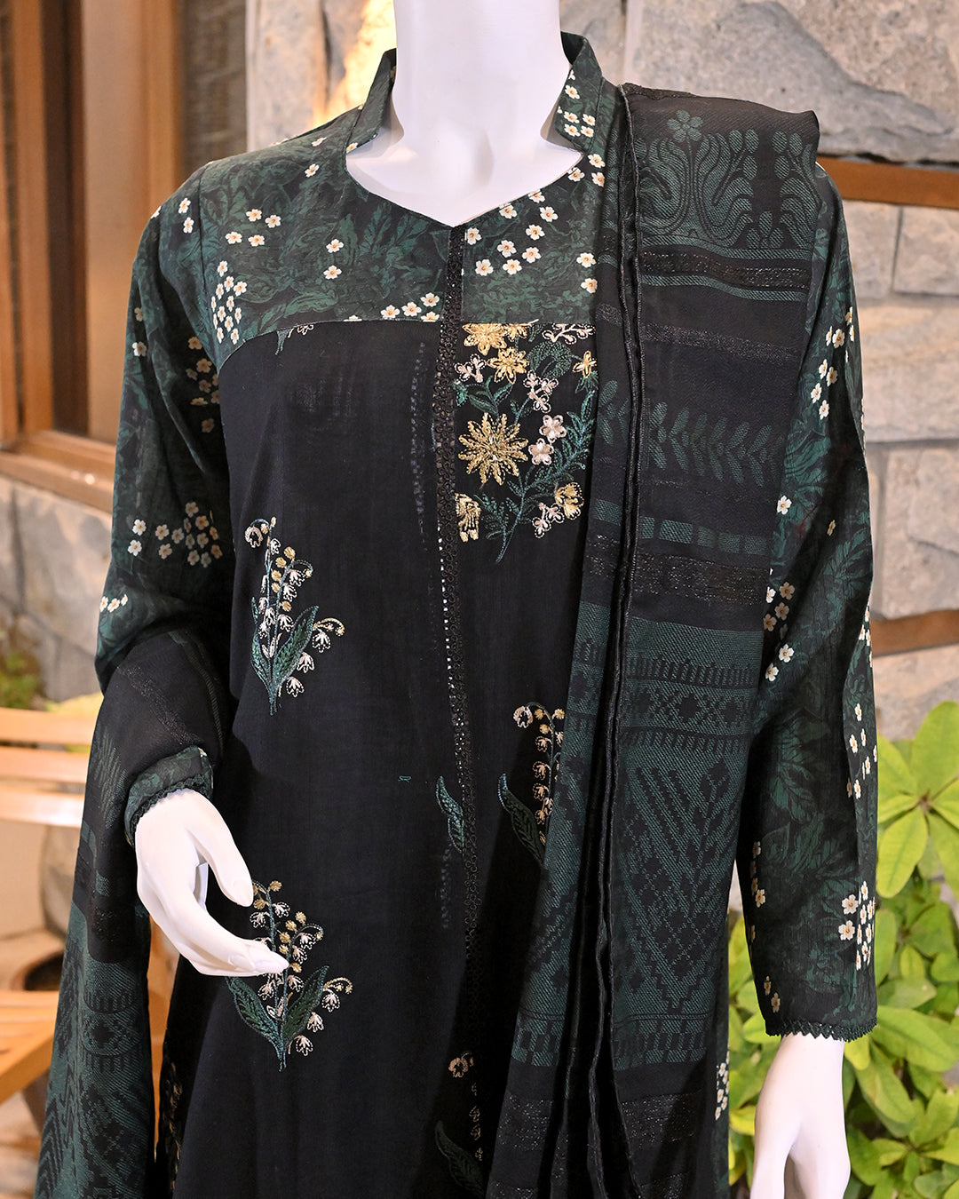 3-Piece Suit | embroidered Khaddar  | Readymade