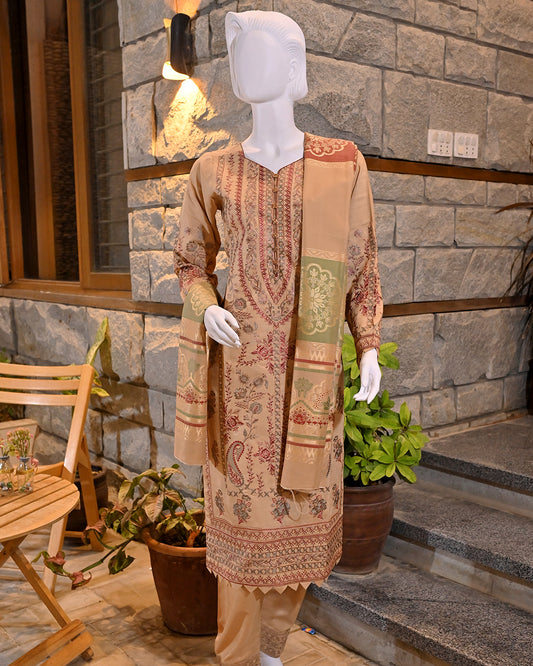 3-Piece Suit | Embroidered Viscose | Readymade