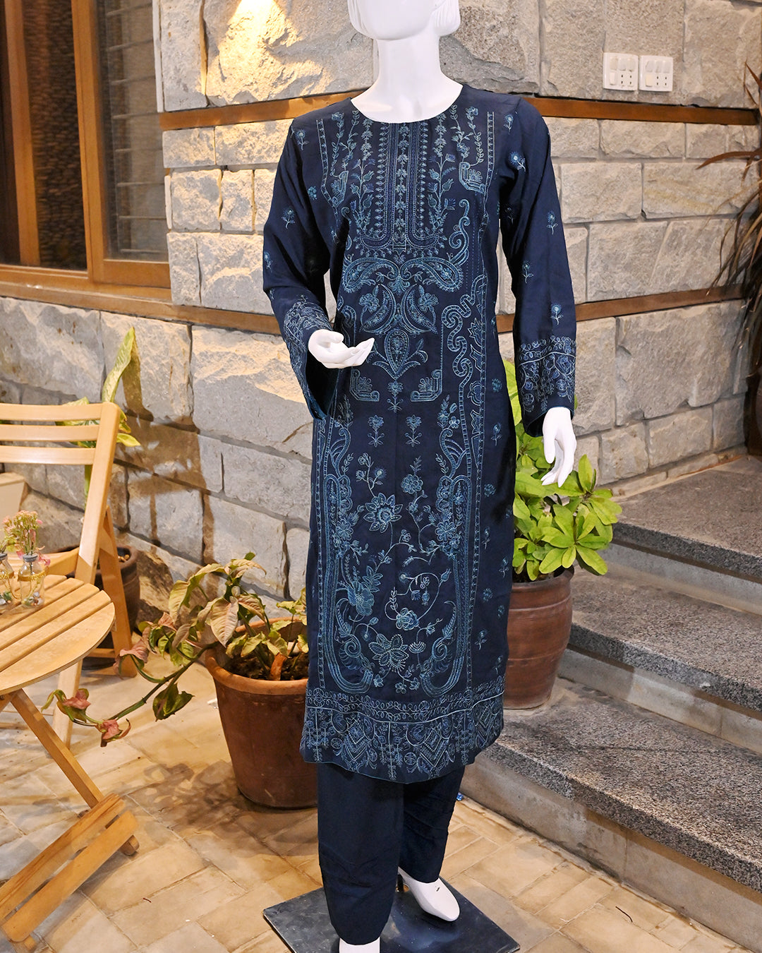 3-Piece Suit |embroidered Dhanak | Readymade
