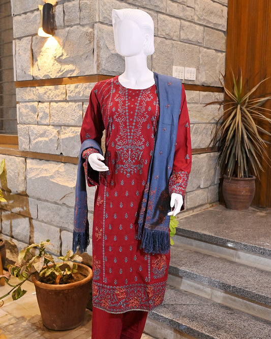 3-Piece Suit | Embroidered Dhanak shirt | Readymade
