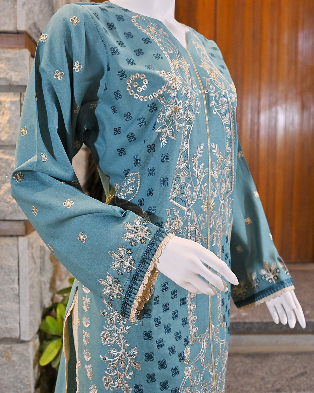 3-Piece Suit | Embroidered Dyed Karandi | Readymade