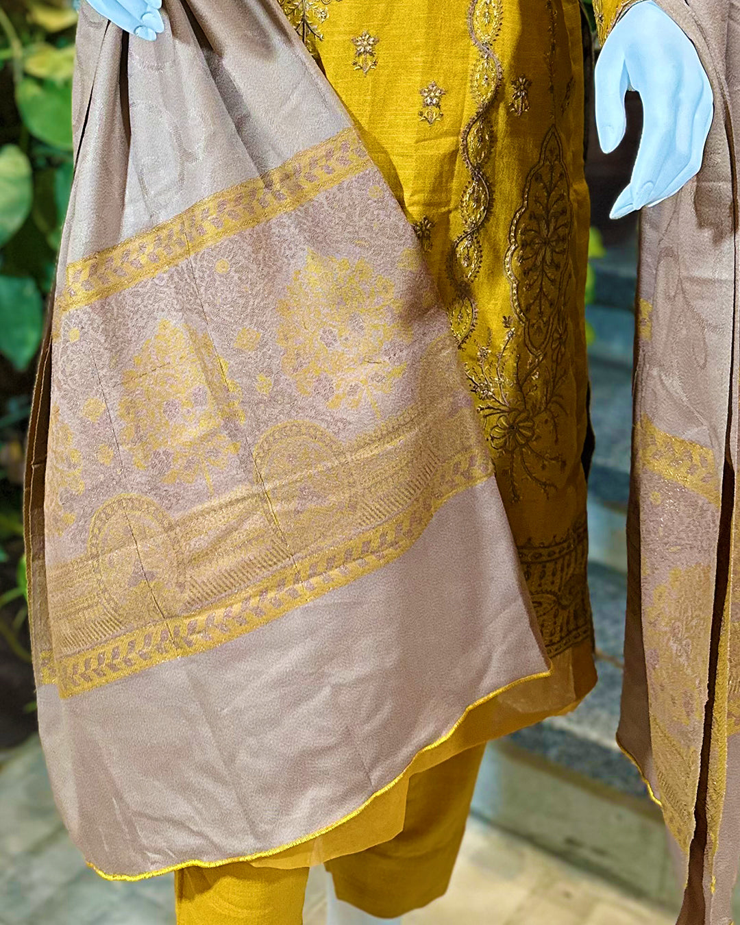 Yellow KHADDAR PRINTED 3PC