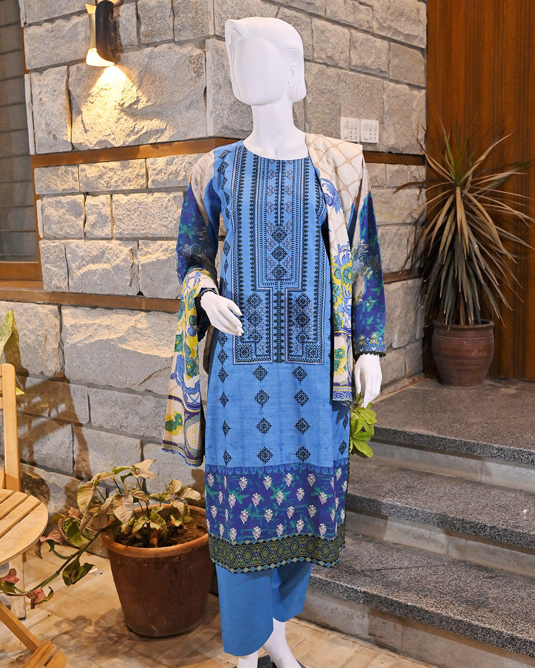 Buy 1 Get 1 Free Readymade 3 Piece Dhanak and Khaddar