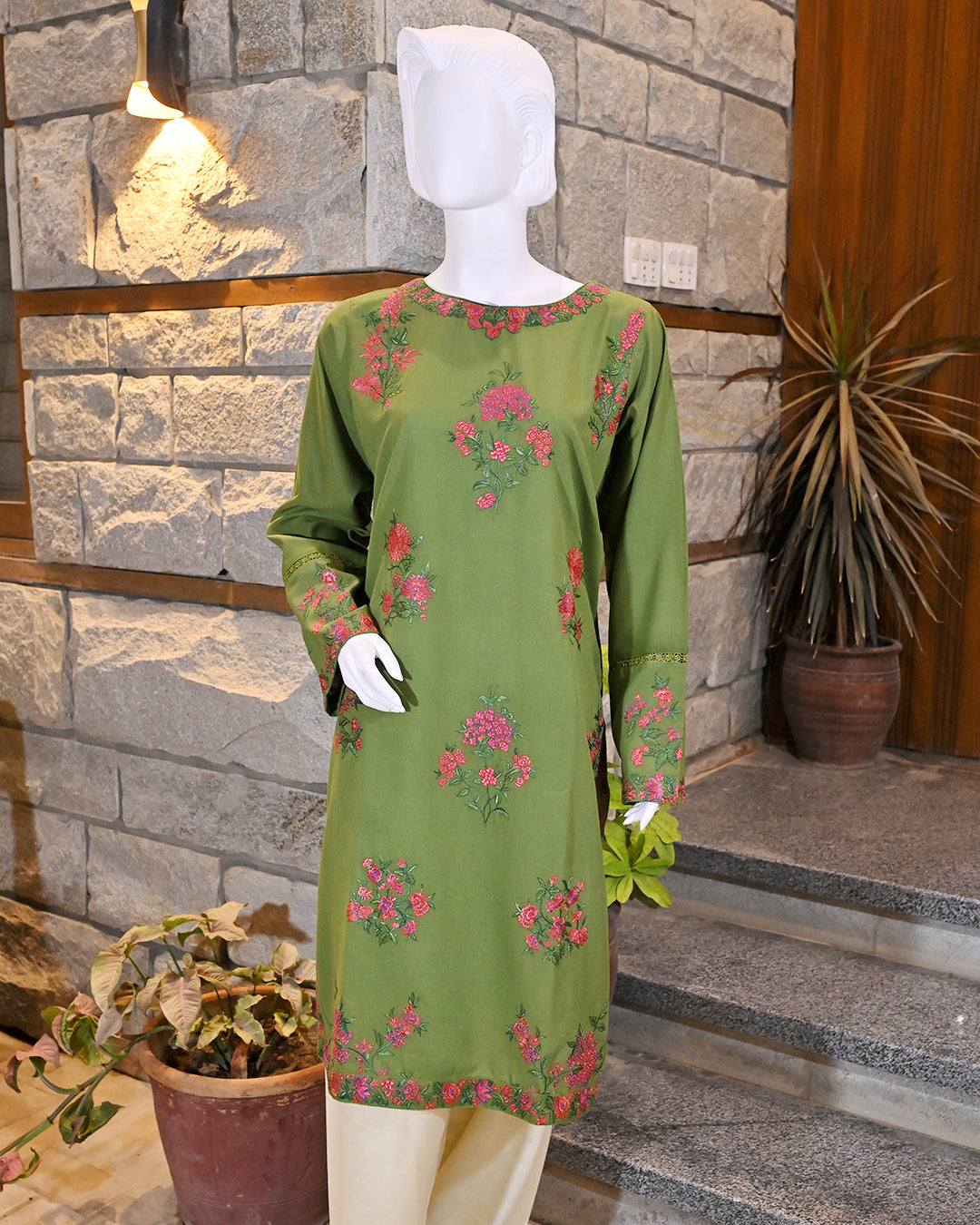 3-Piece Suit |  embroidered Karandi  | Readymade