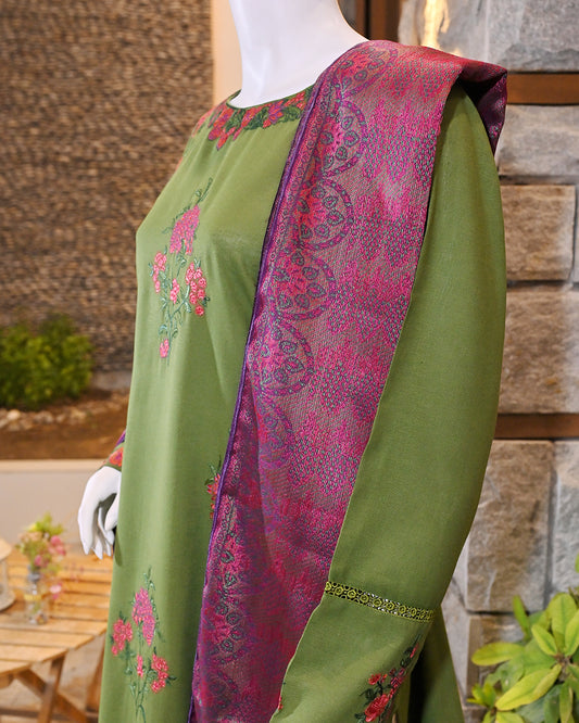 3-Piece Suit |  embroidered Karandi  | Readymade