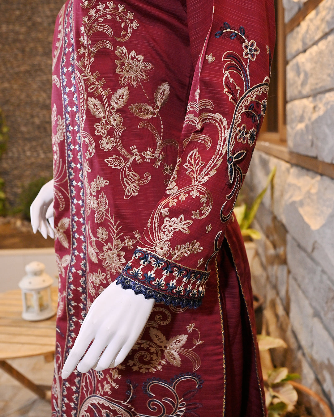 3-Piece Suit | embroidered Dhanak | Readymade