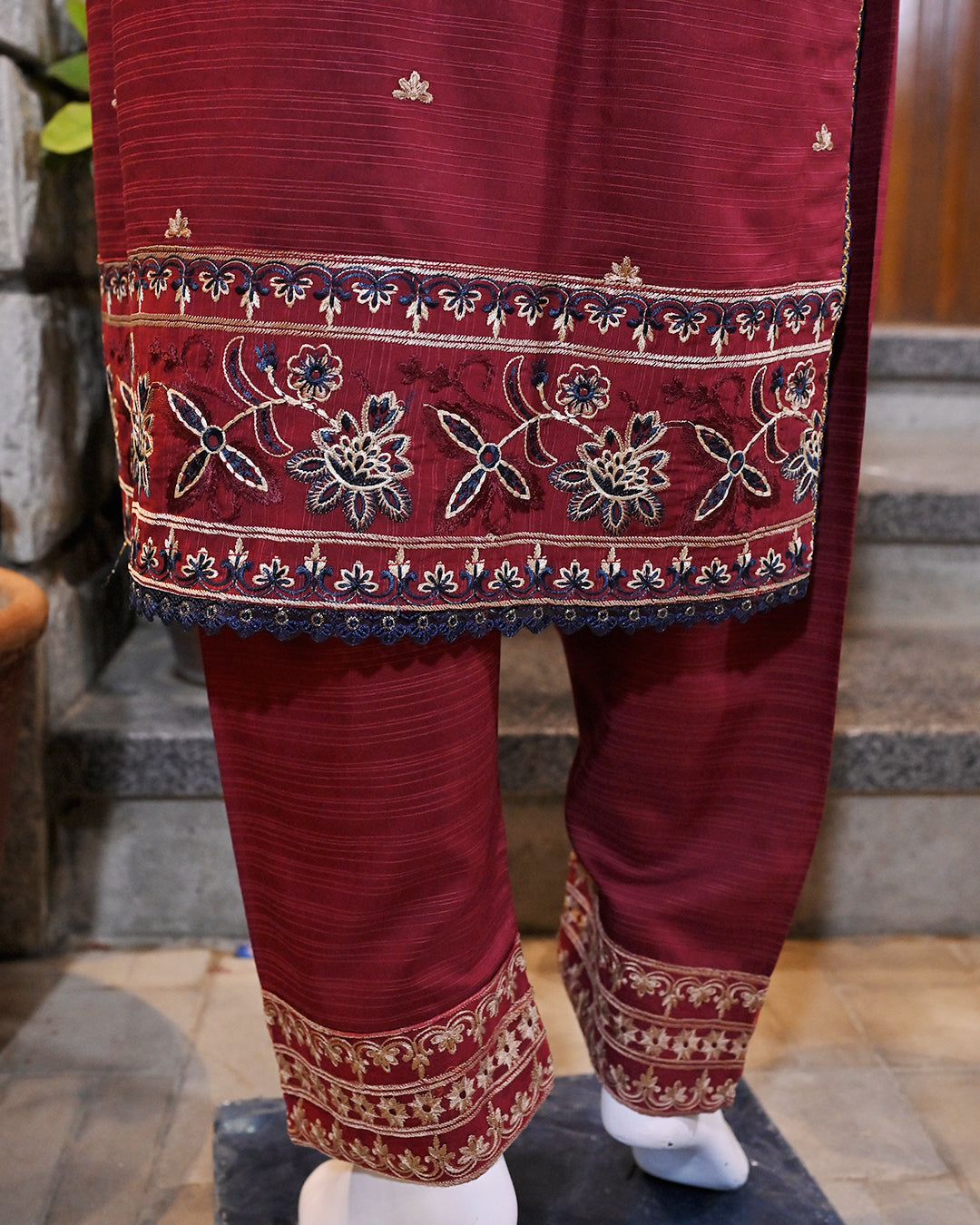 3-Piece Suit | embroidered Dhanak | Readymade