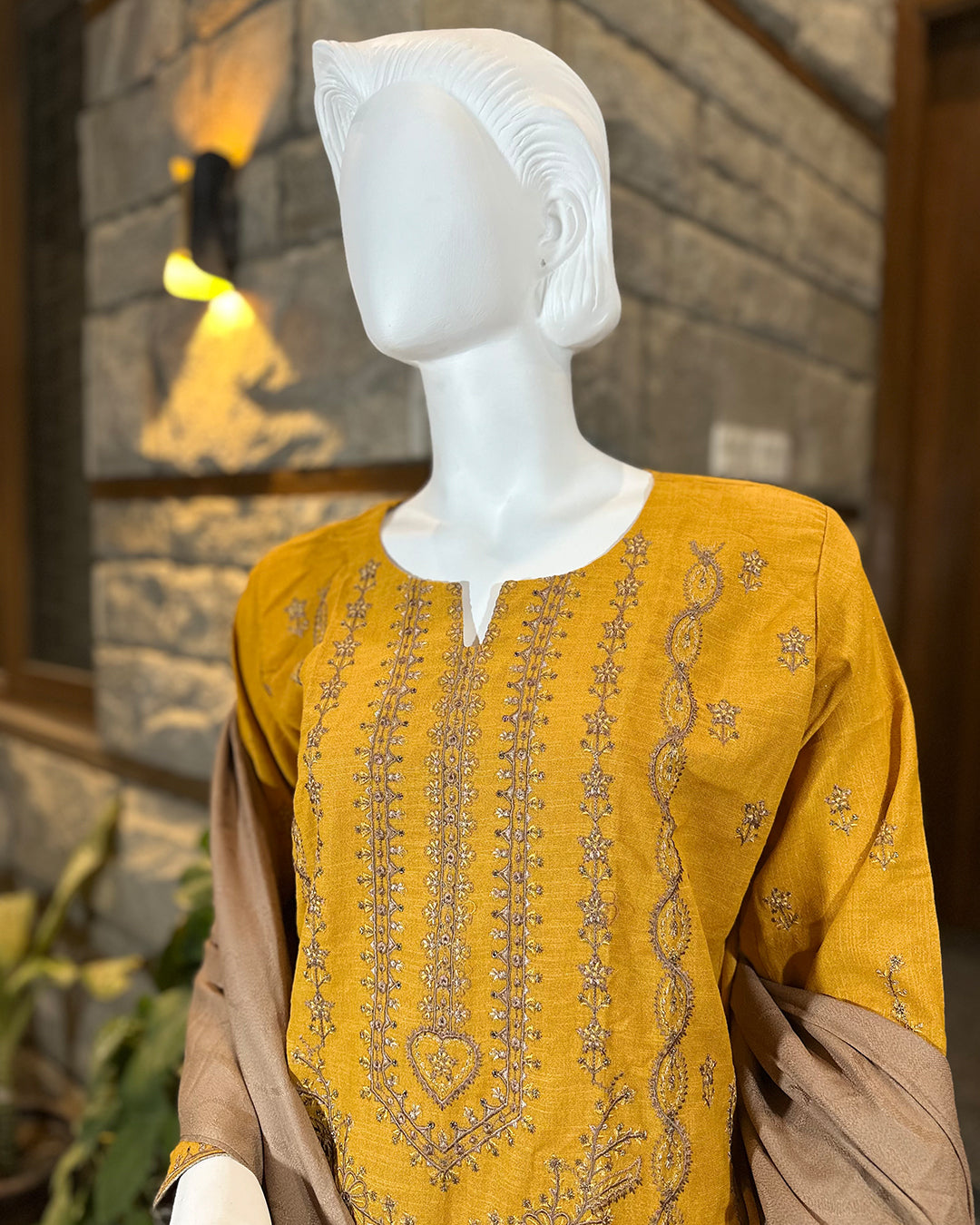 Yellow KHADDAR PRINTED 3PC