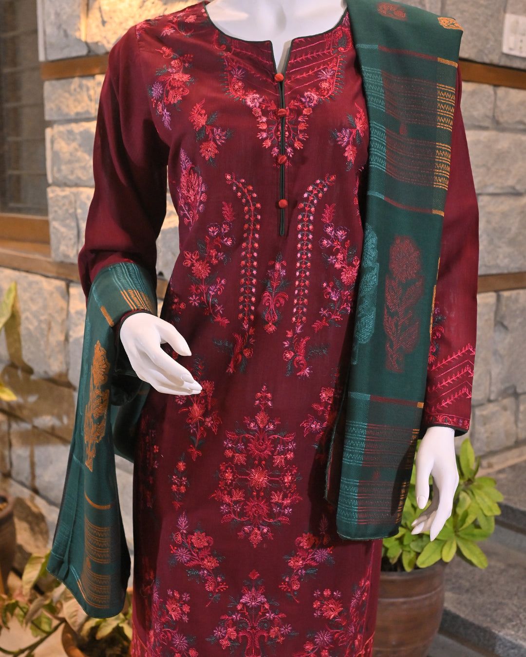 3-Piece Suit | embroidered Khaddar | Readymade