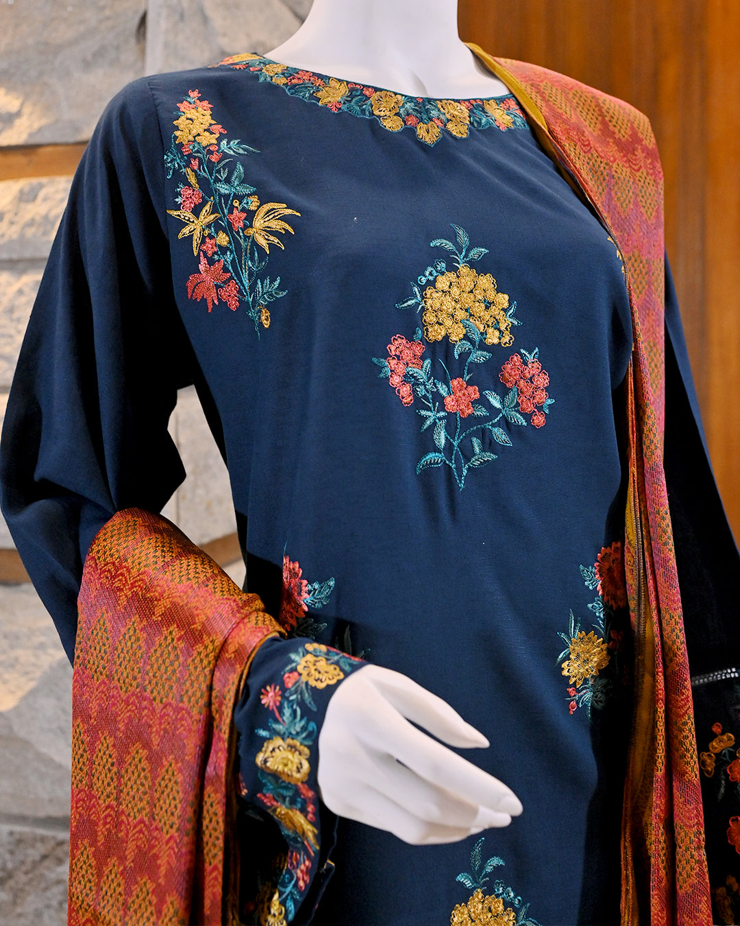 3-Piece Suit | embroidered Karandi | Readymade