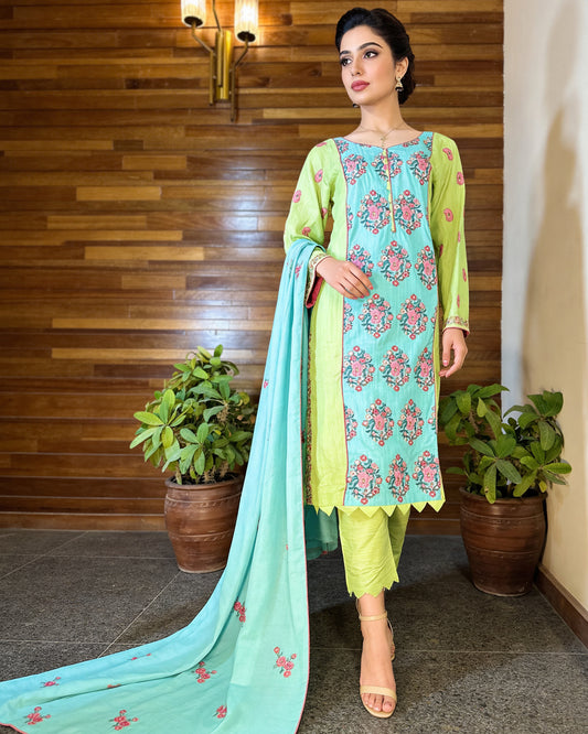 3-Piece Suit | Embroidered Khaddar | Readymade