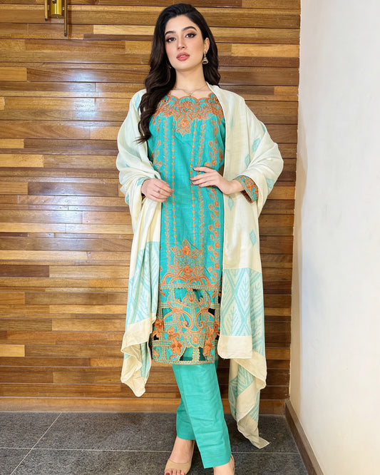 3-Piece Suit | Embroidered Khaddar | Readymade