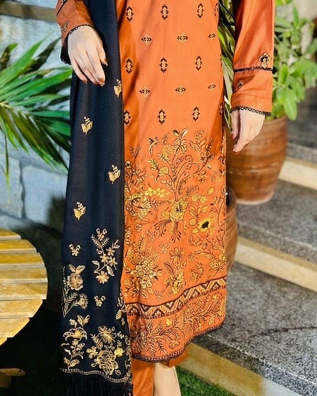 3-Piece Suit | Embroidered Dhanak | Readymade