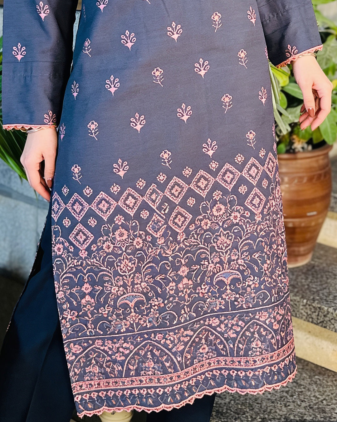 3-Piece Suit | Embroidered Dhanak | Readymade