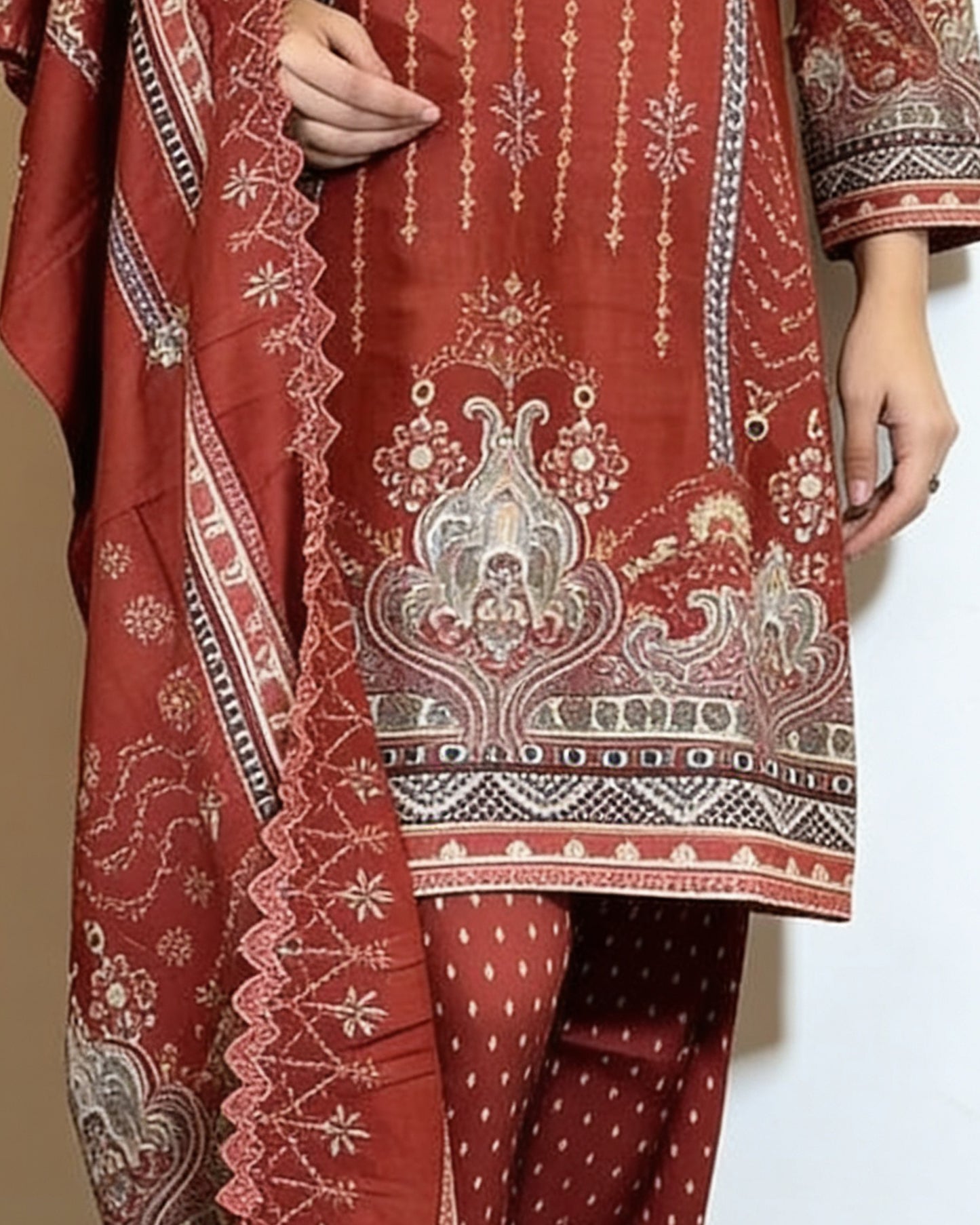 3-Piece Suit | Embroidered Khaddar | Readymade
