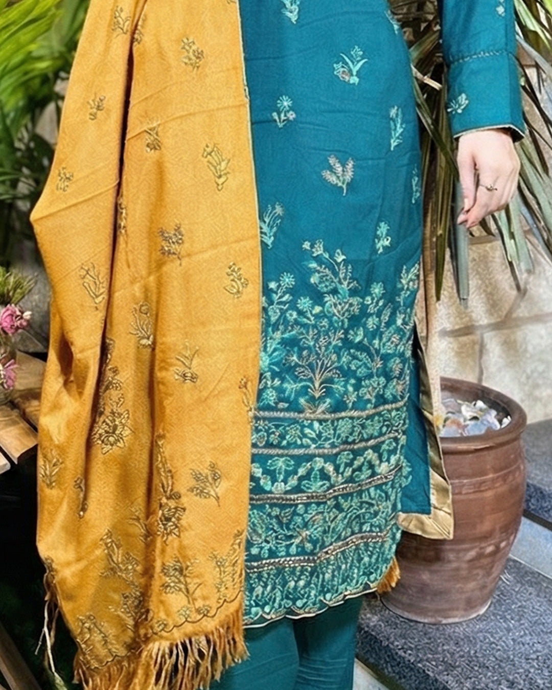 3-Piece Suit | Embroidered Dhanak | Readymade