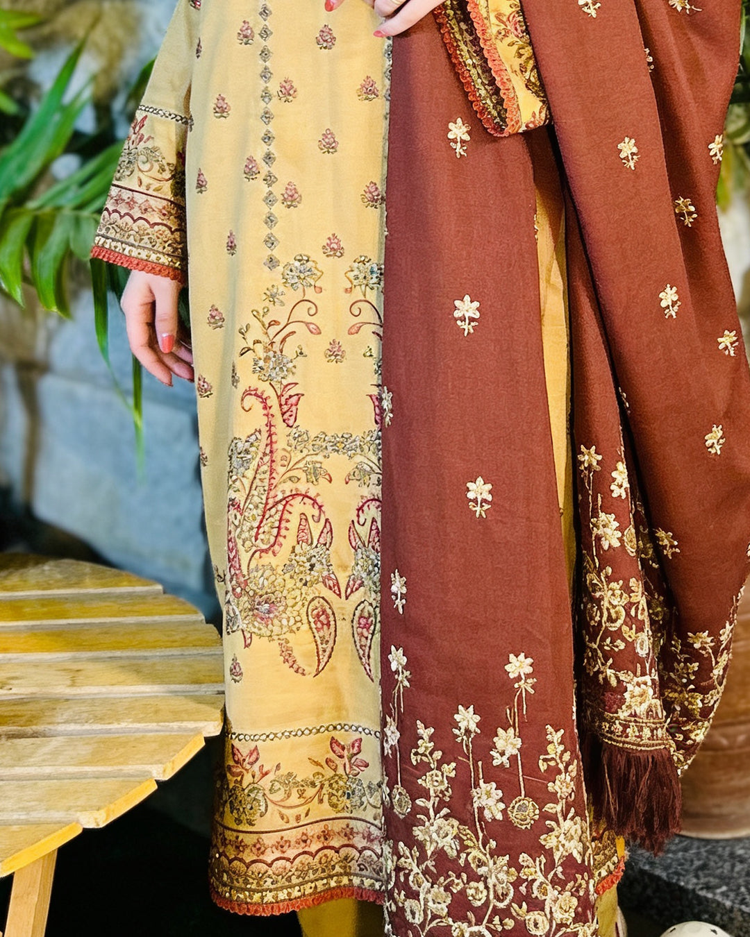 3-Piece Suit | Embroidered Dhanak | Readymade