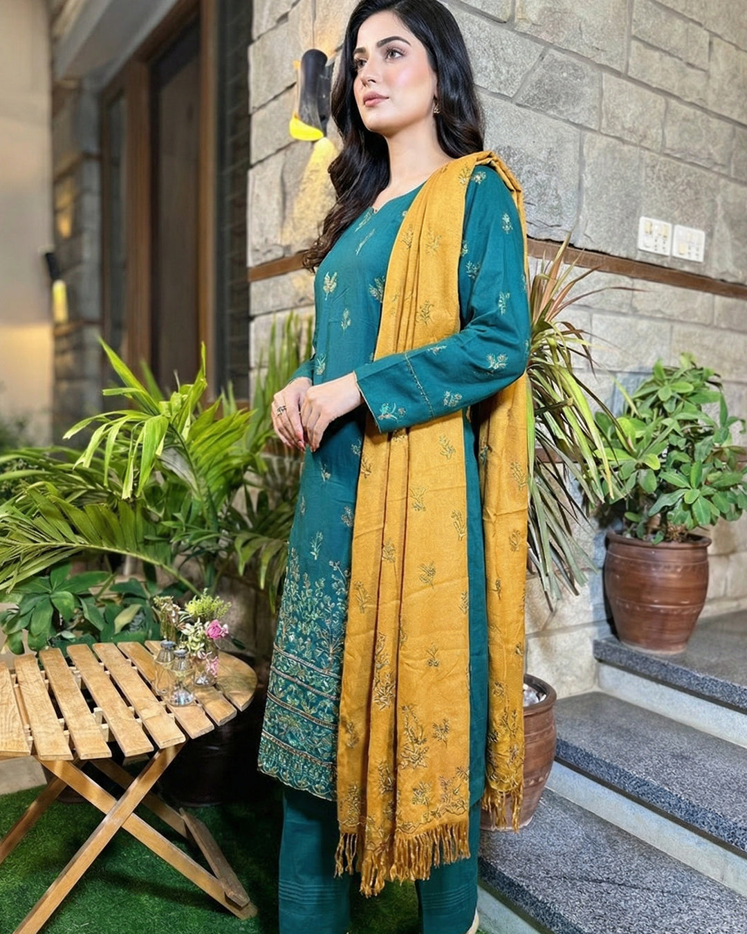 3-Piece Suit | Embroidered Dhanak | Readymade