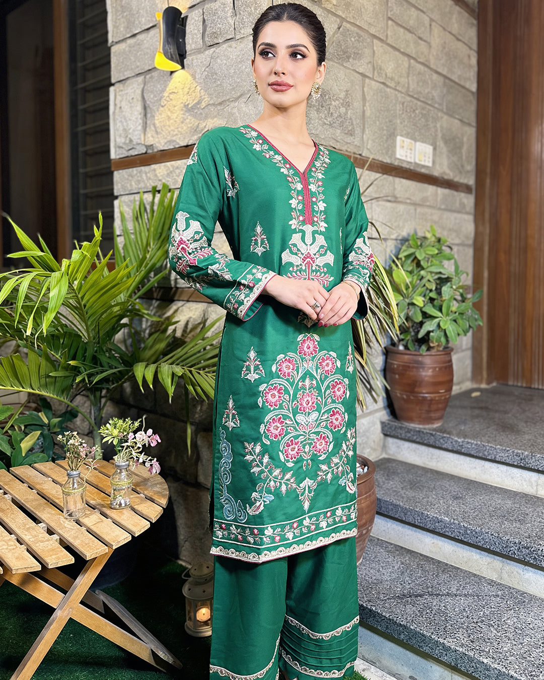 3-Piece Suit | Embroidered Dhanak | Readymade