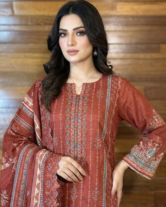 3-Piece Suit | Embroidered Khaddar | Readymade