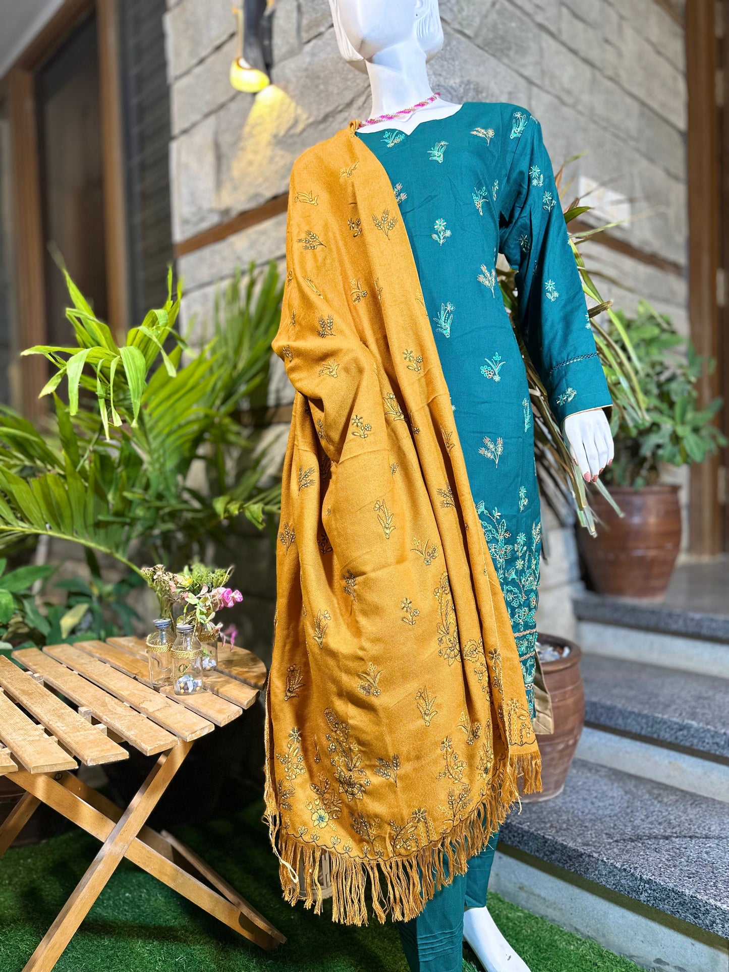 3-Piece Suit | Embroidered Dhanak | Readymade