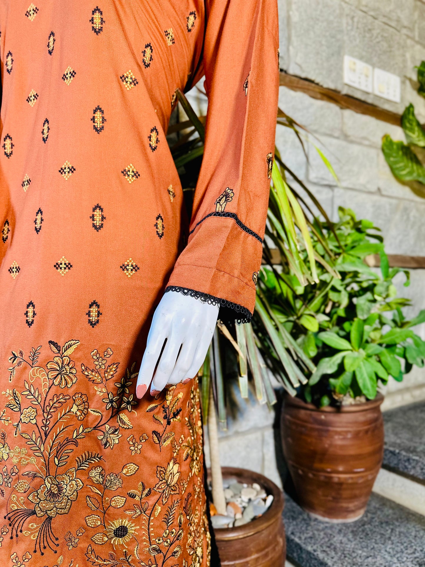 3-Piece Suit | Embroidered Dhanak | Readymade