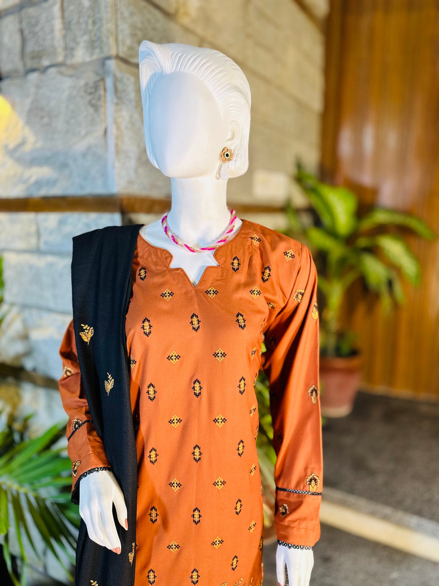 3-Piece Suit | Embroidered Dhanak | Readymade