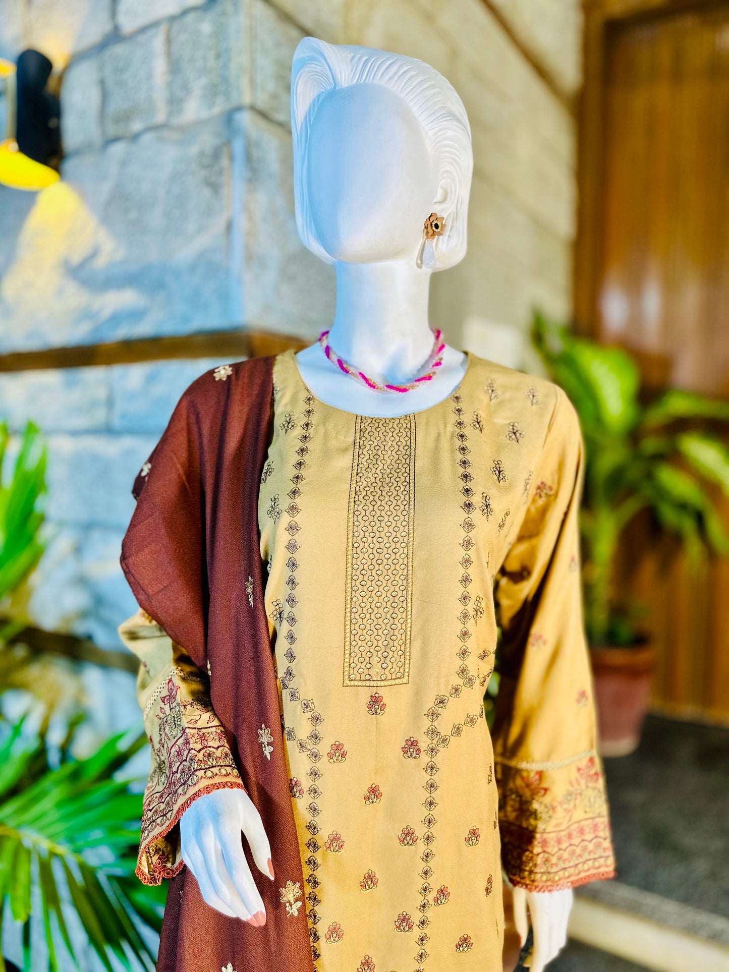3-Piece Suit | Embroidered Dhanak | Readymade