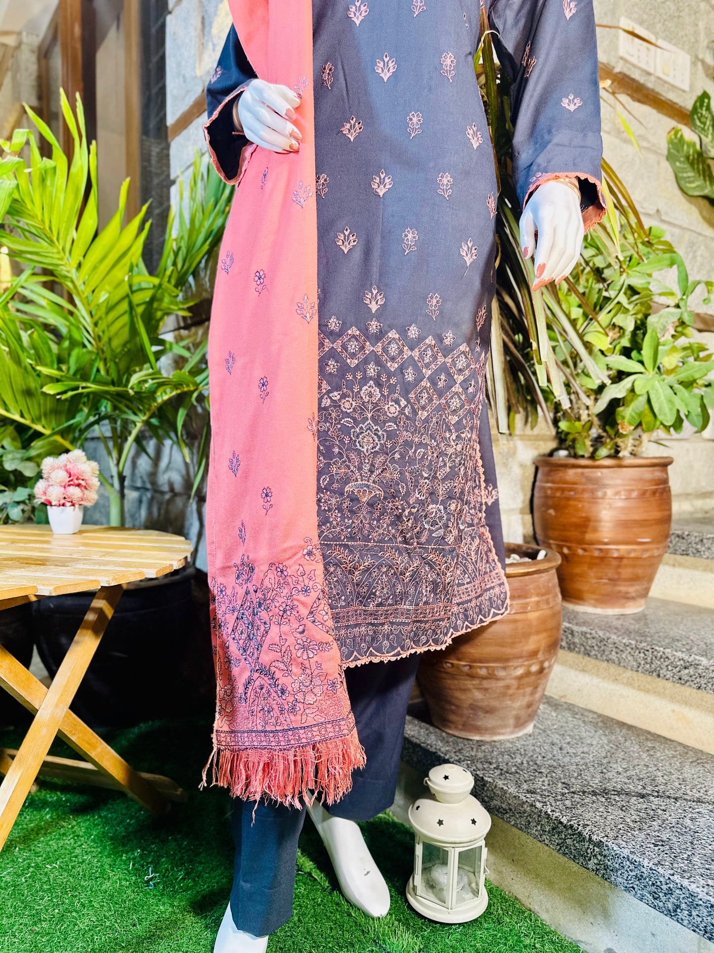 3-Piece Suit | Embroidered Dhanak | Readymade