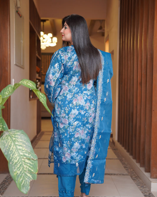 3-Piece Suit | Heavy Embroidered Organza | Readymade