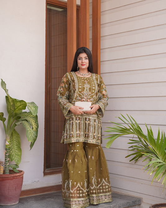3-Piece Suit | Embroidered Organza and Chiffon | Readymade