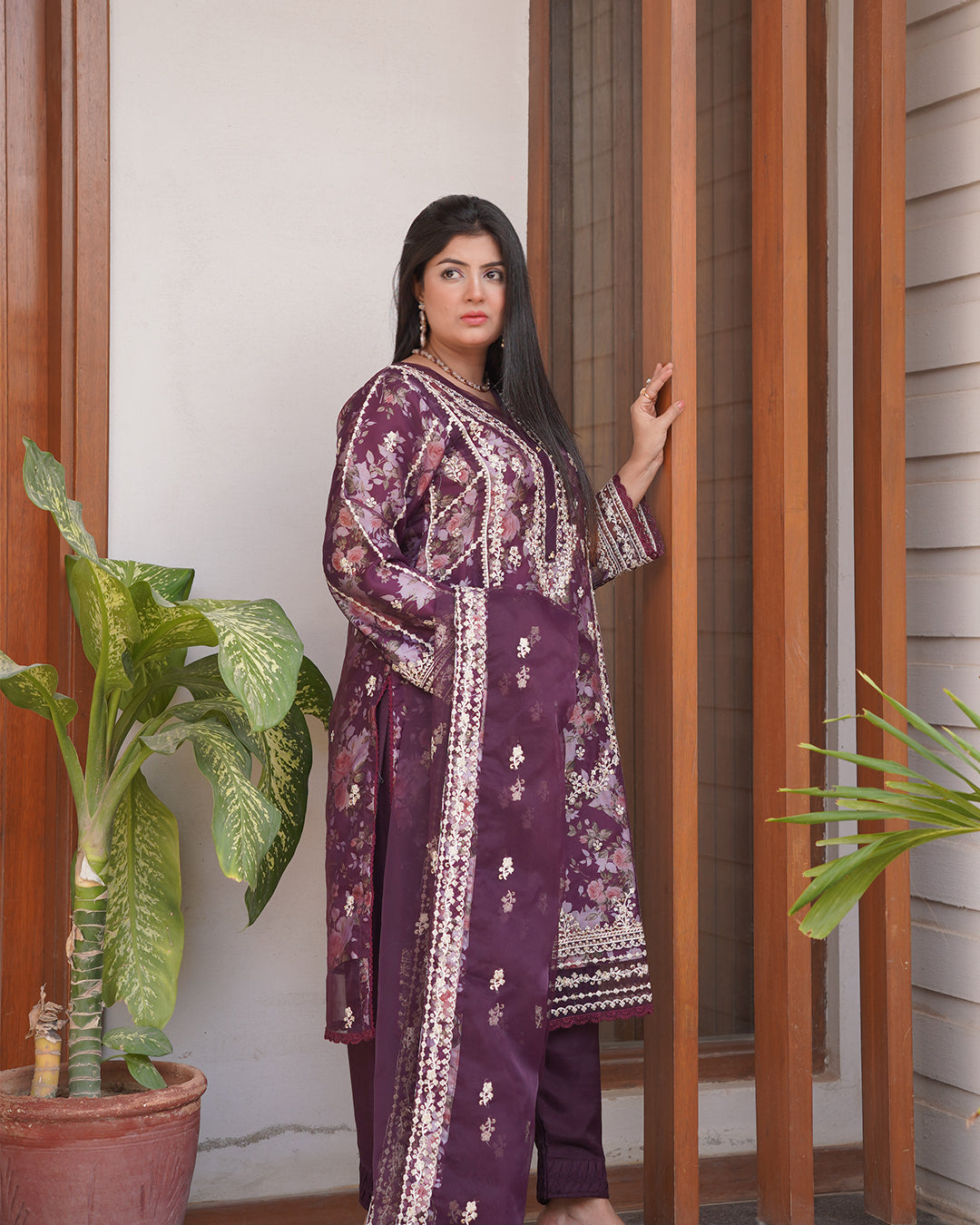 3-Piece Suit | Heavy Embroidered Organza | Readymade