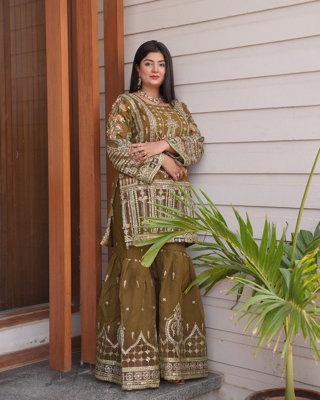 3-Piece Suit | Embroidered Organza and Chiffon | Readymade