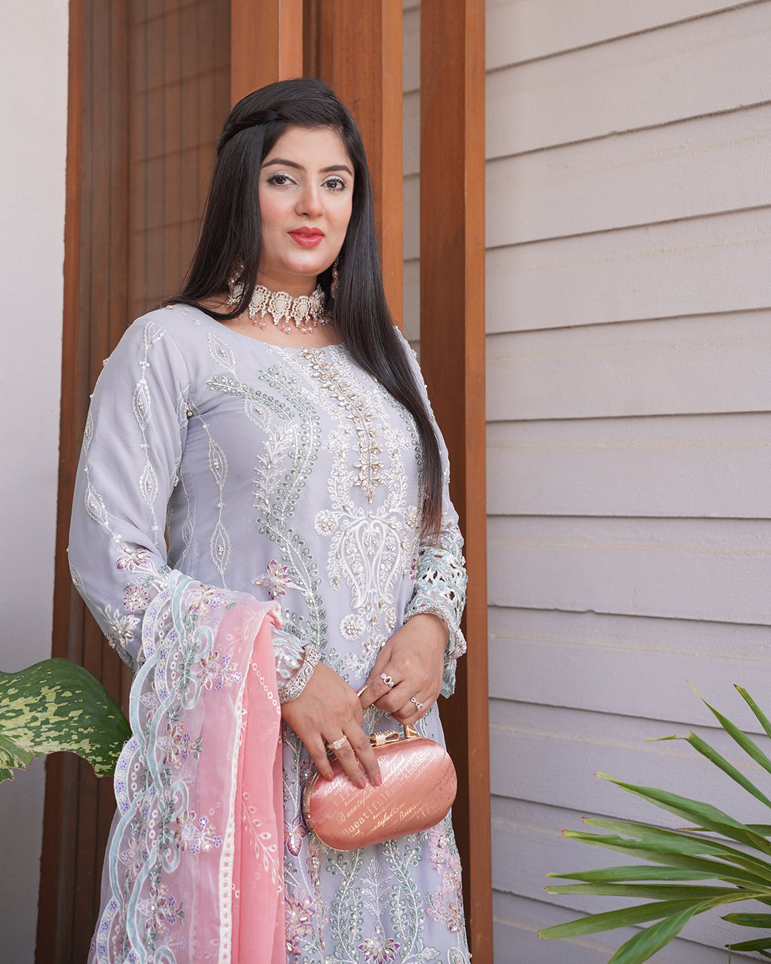 3-Piece Suit | Embroidered Organza and Chiffon | Readymade