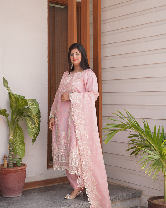 3-Piece Suit | Embroidered Organza | Readymade