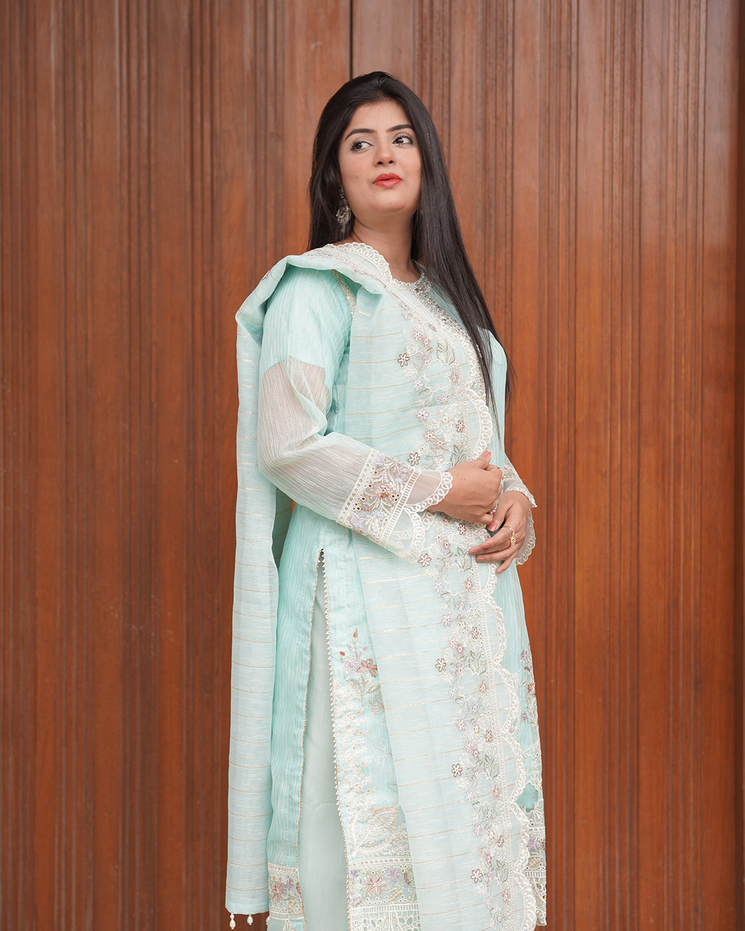 3-Piece Suit | Embroidered Organza and Chiffon | Readymade